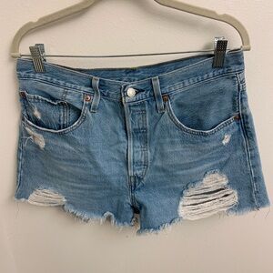 Levi's Light Blue Distressed Jean Shorts
